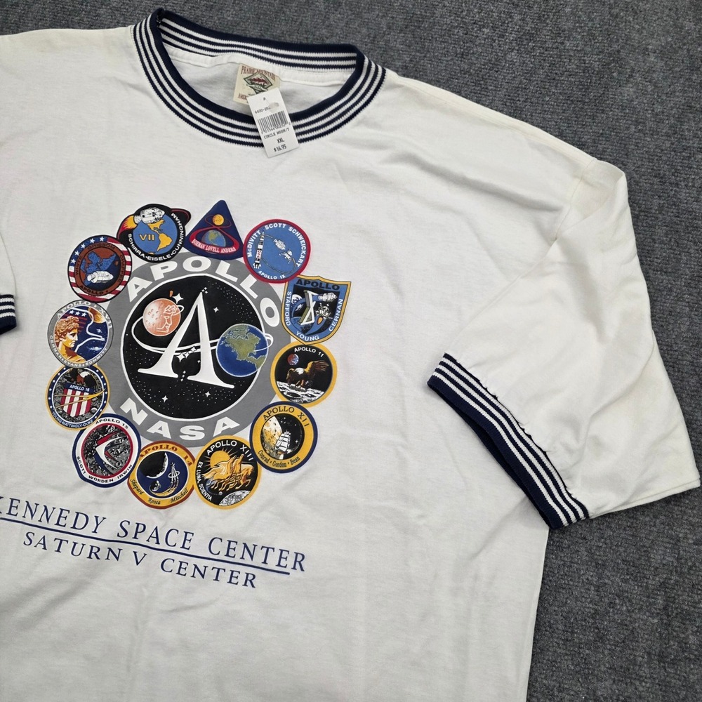 Vtg Prairie Mountain NASA Kennedy Space Center Apollo Saturn V Ringer Tee 2XL
